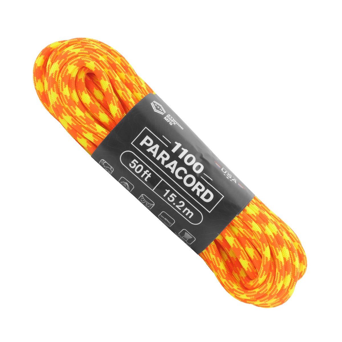 1100 Paracord Neon Orange with Neon Yellow 50ft Web Ready