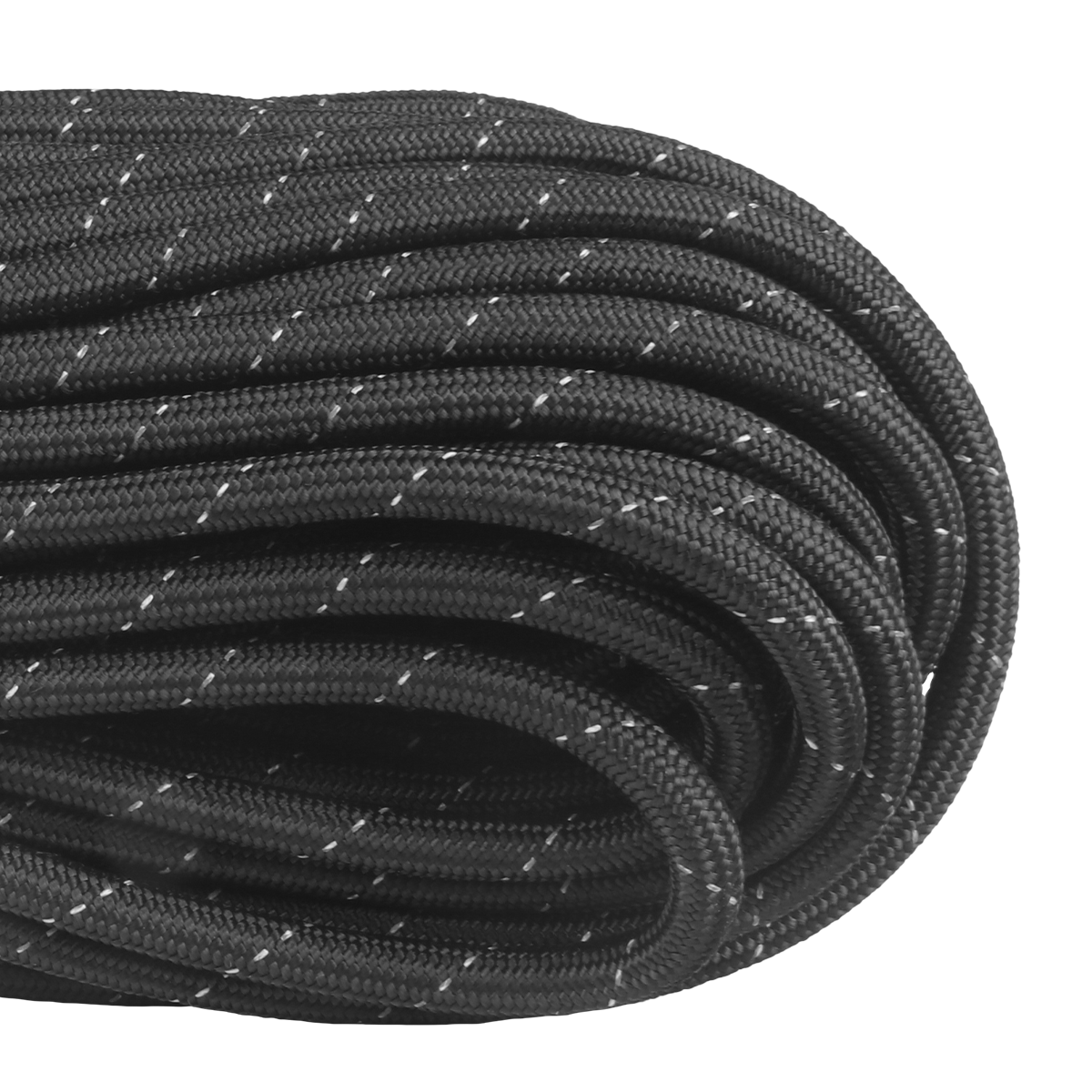 1100 Paracord Reflective Black 100ft Closeup Web Ready