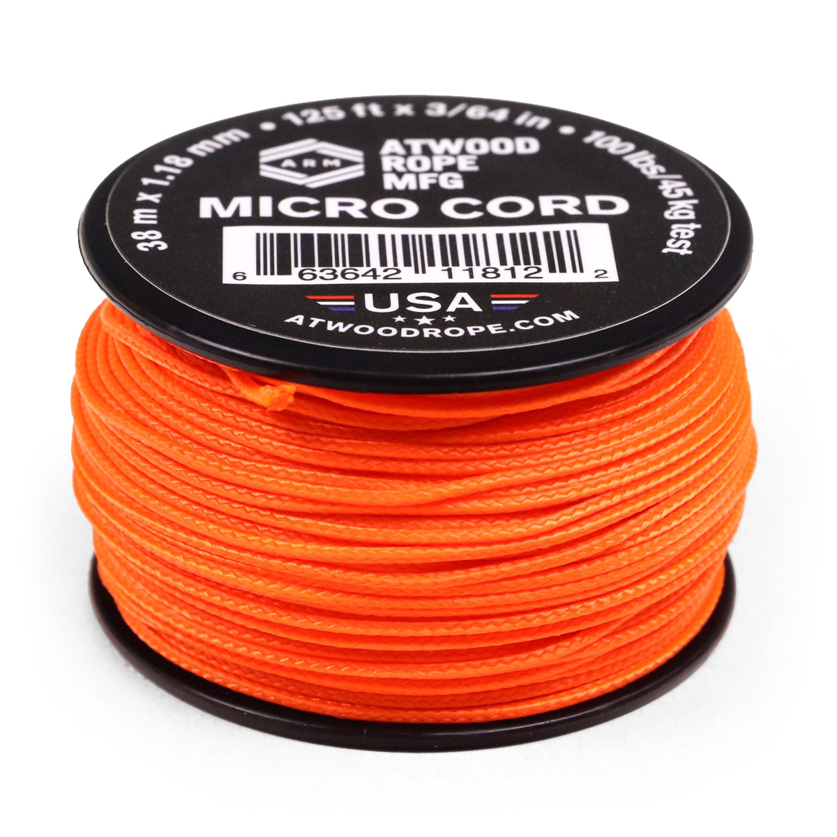 1.18mm Micro Cord - Neon Orange – Atwood Rope MFG