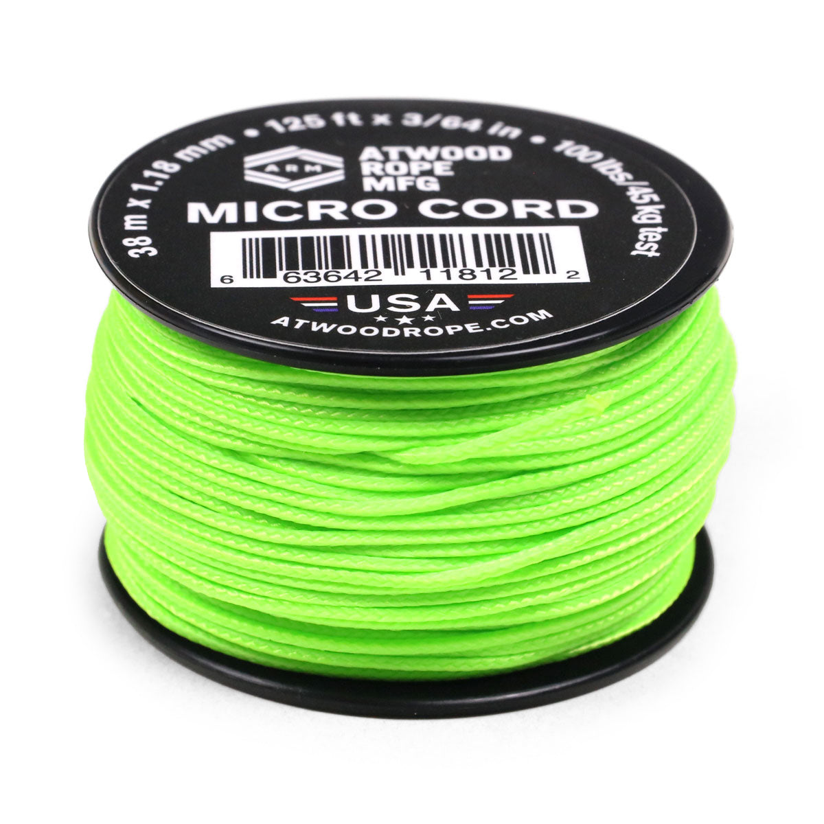 Atwood Rope Micro Cord Paracord 1.18mm (3/64) X 125ft Spool USA Made Atwood Rope Micro Cord Paracord 1.18mm (3/64) X 125ft Spool USA Made