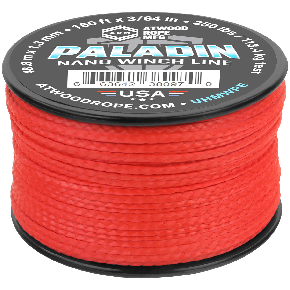 3 64 Paladin Nano Winch Line 160ft Red Web Ready