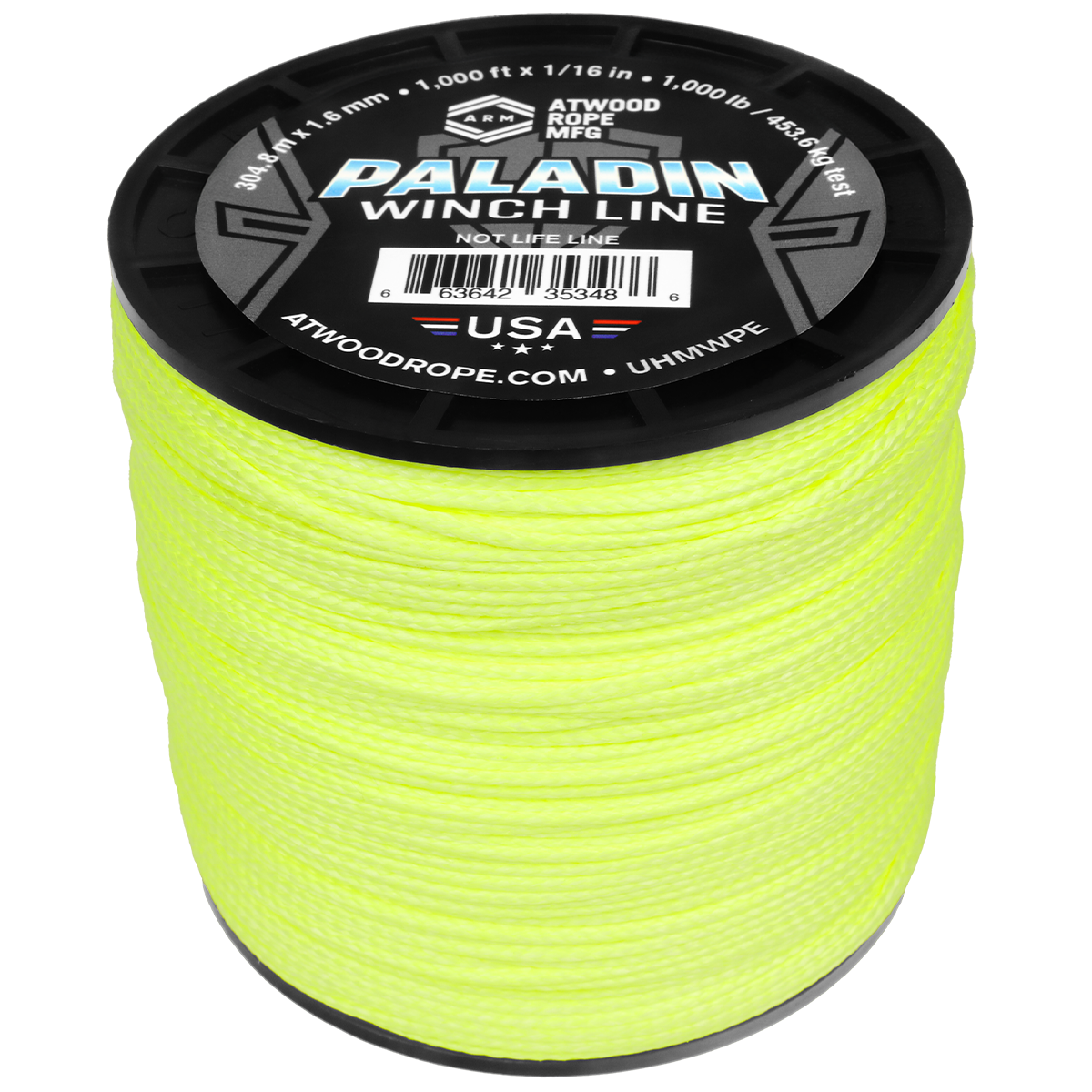 1 16 Paladin Winch Line Neon Yellow 1000ft
