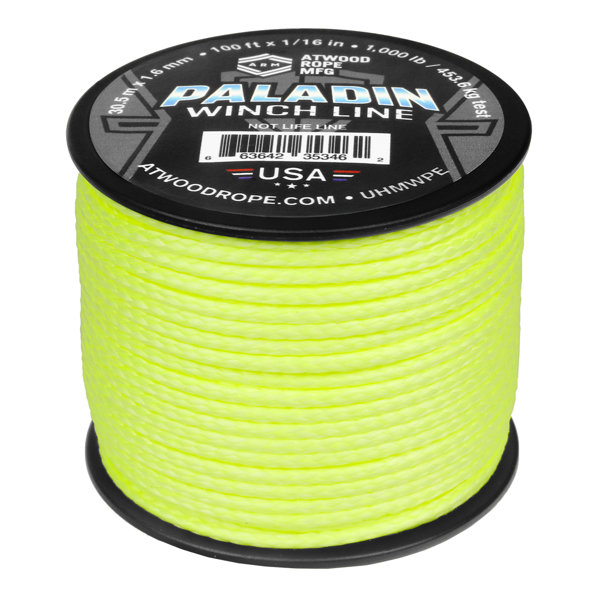 1 16 Paladin Winch Line Neon Yellow 100ft