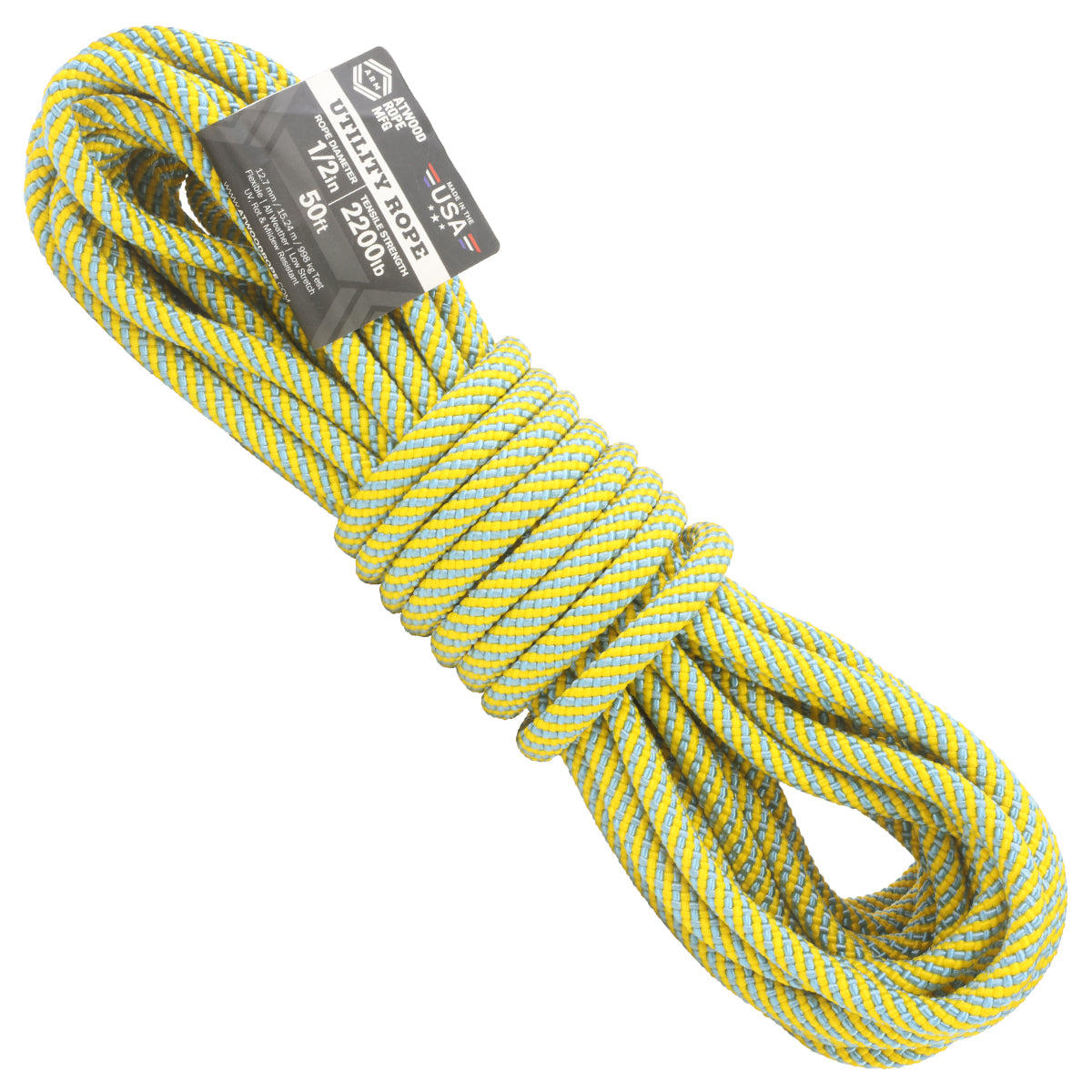 1 2 Utility Yellow & Carolina Blue Spirals 50ft