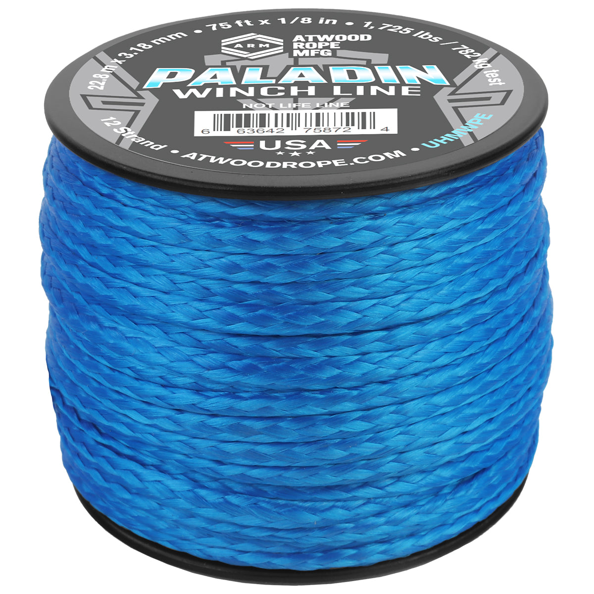 1 8 Paladin Winch Line 75ft Blue Web Ready