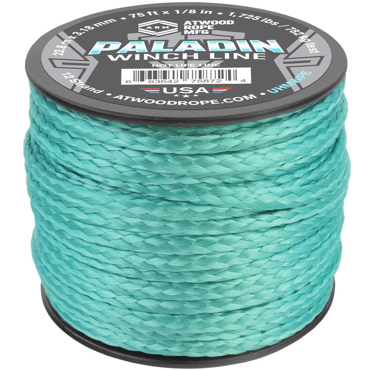 1 8 Paladin Winch Line 75ft Teal Web Ready