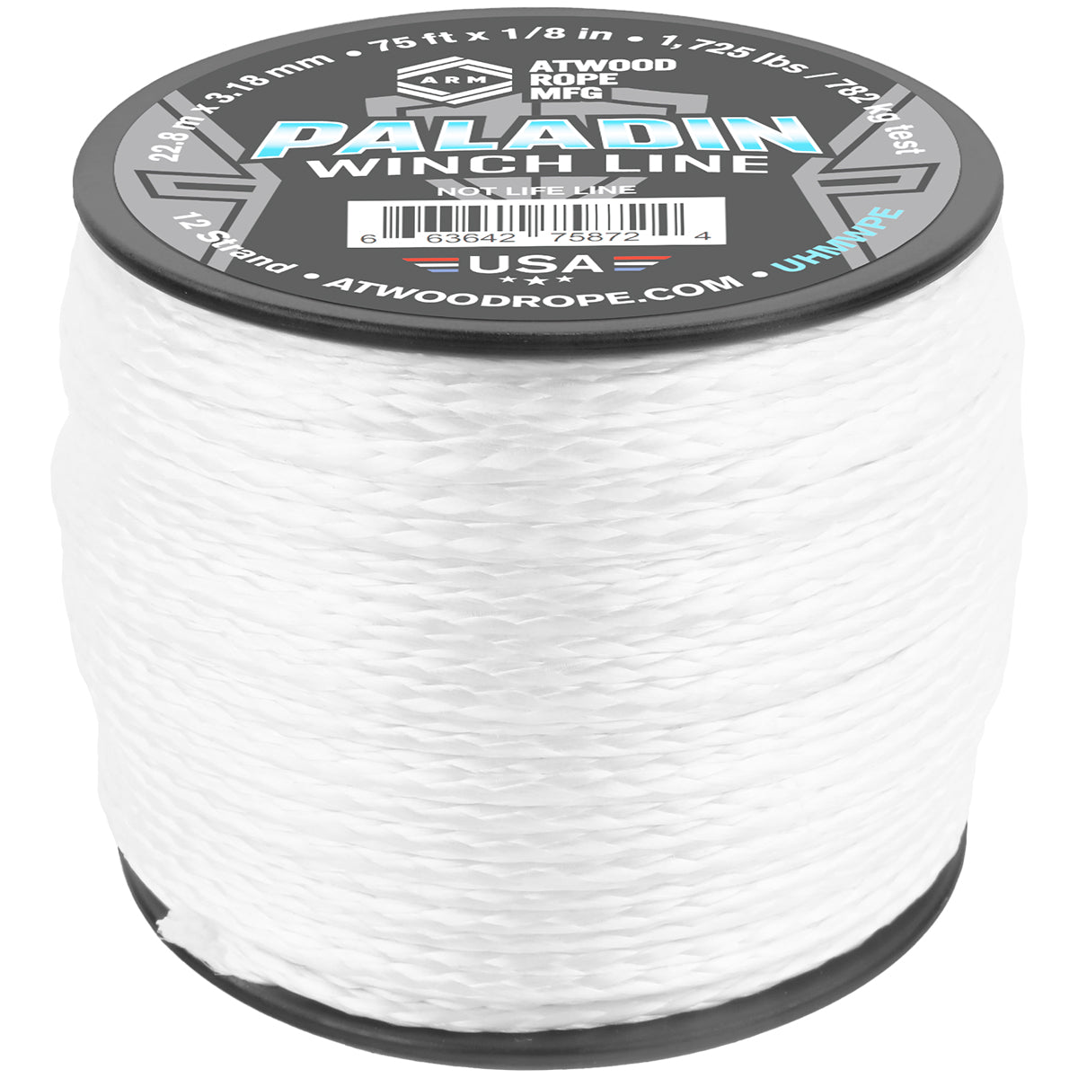 1 8 Paladin Winch Line 75ft White Web Ready
