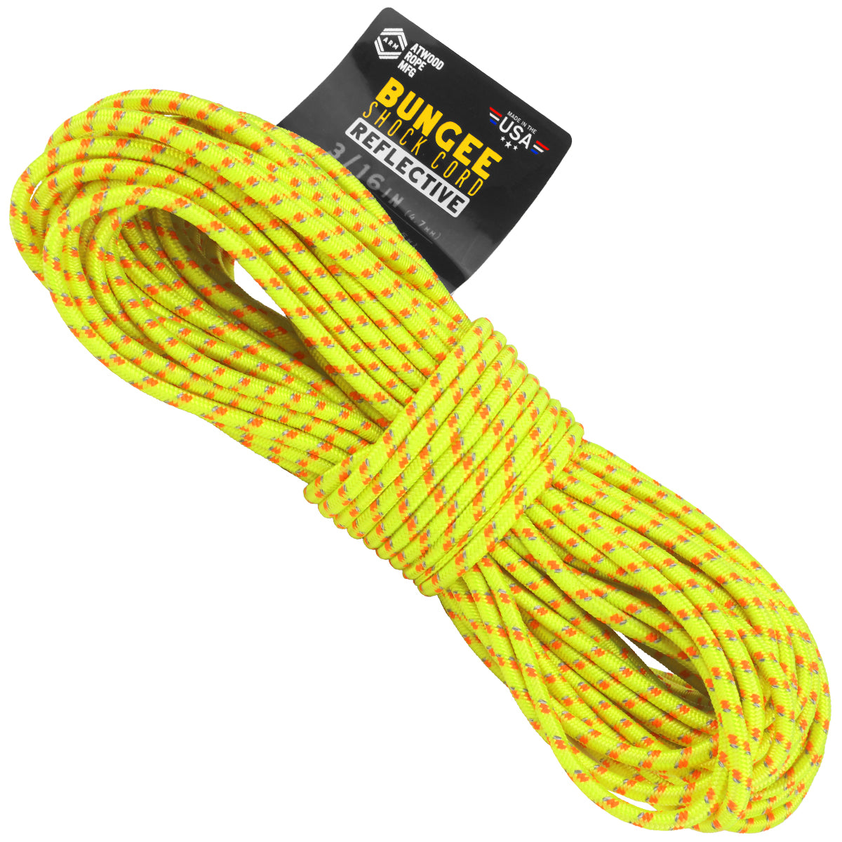 3 16 Reflective Bungee Neon Yellow with Neon orange tracer 100ft