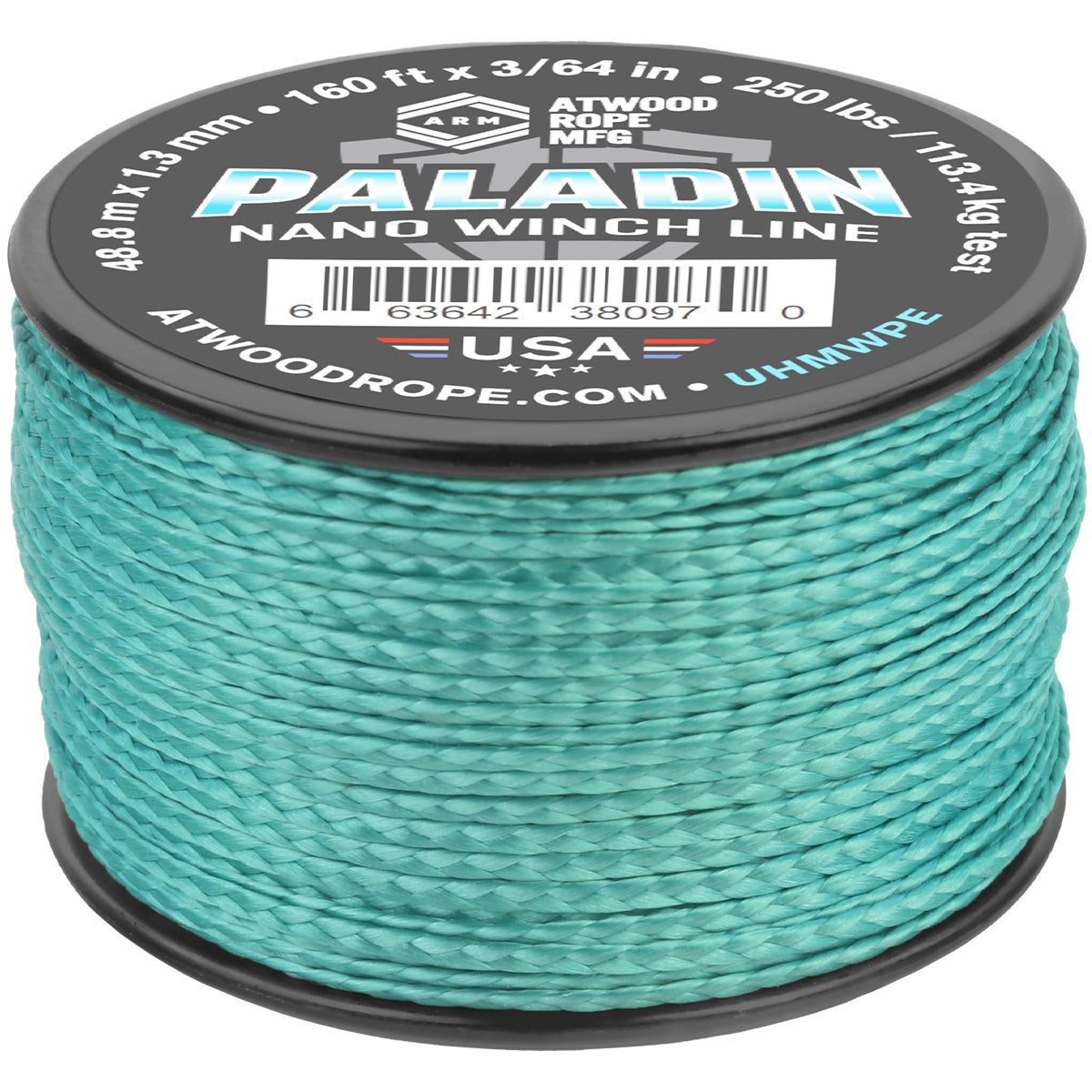 3 64 Paladin Nano Winch Line 160ft Teal Web Ready
