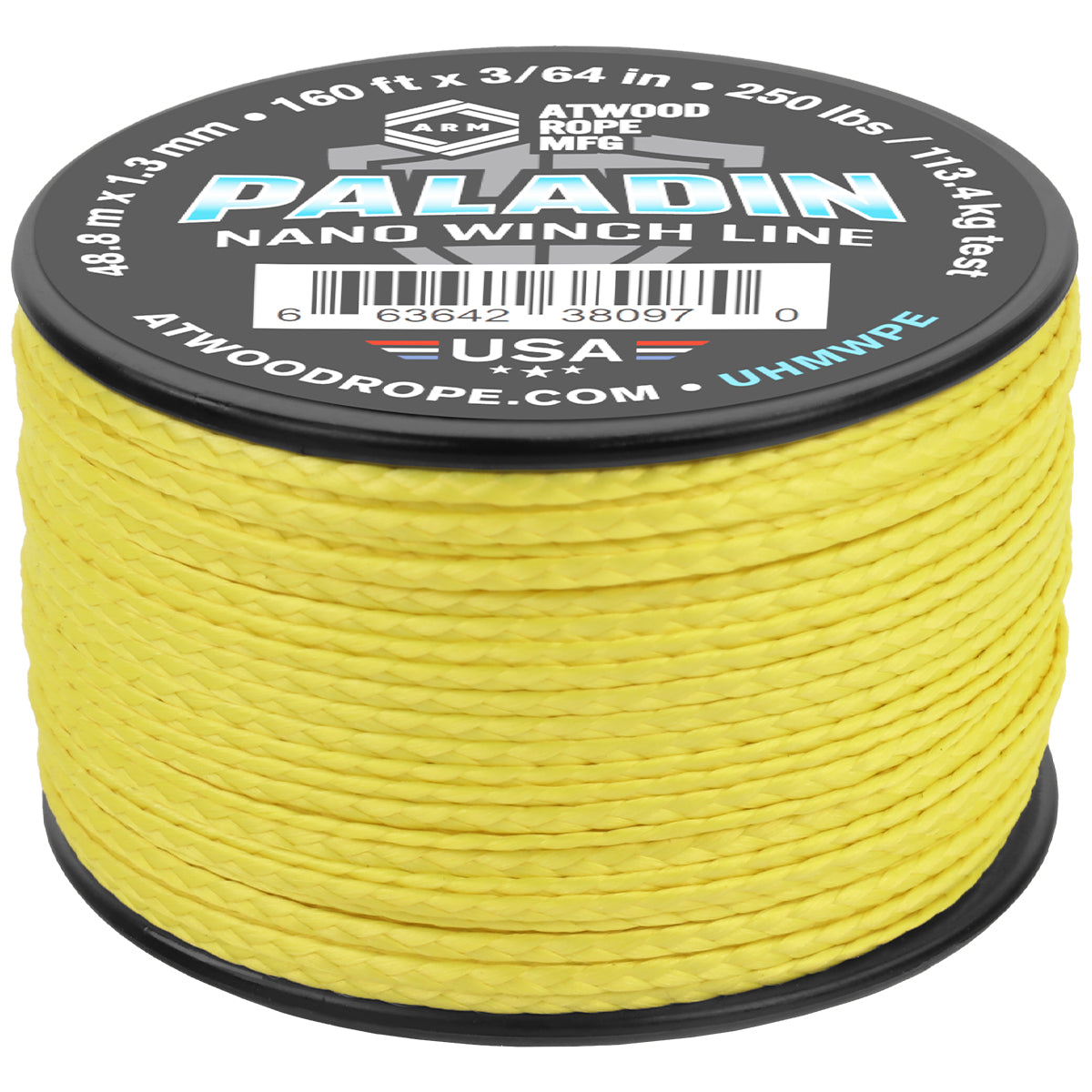 3 64 Paladin Nano Winch Line 160ft Yellow Web Ready