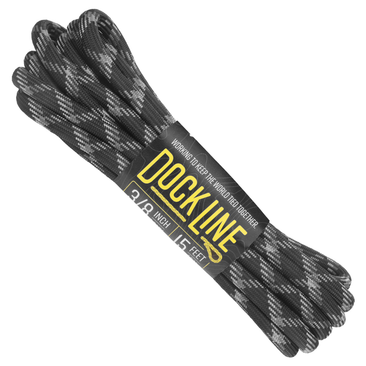3/8 Dock Line Black with Graphite Grey Tracer 15ft Web Ready