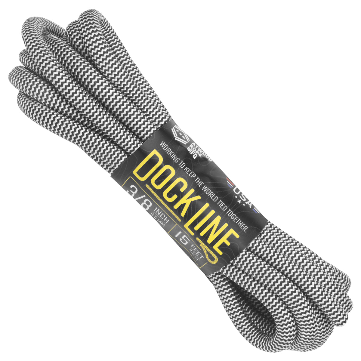 3/8 Dock Line Black with White Rings Web Ready