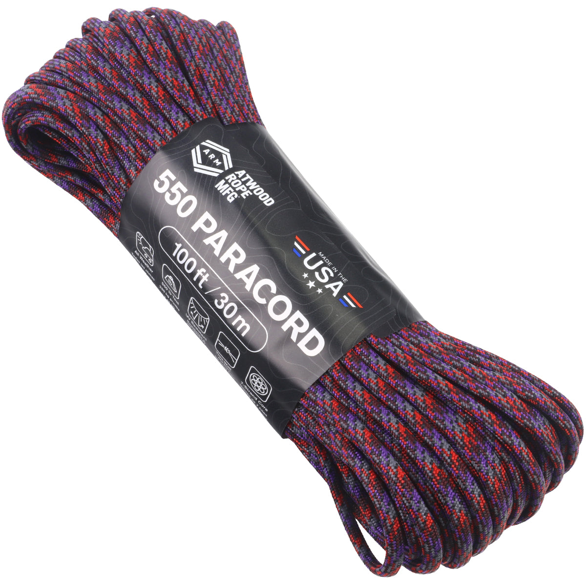 Atwood Paracord (Parachute Cord) 550 Type, 7 Strands, 100 Feet