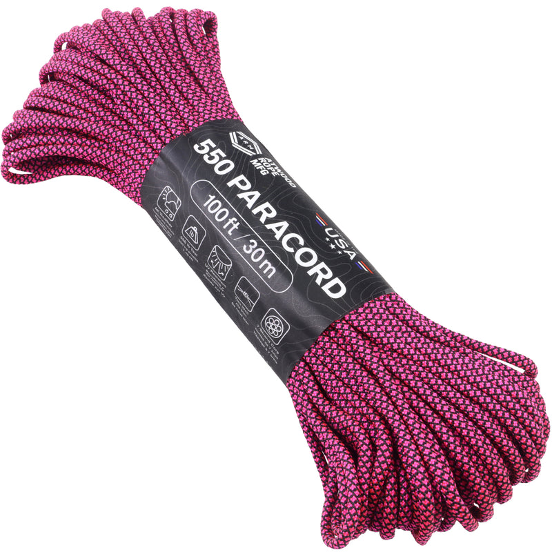 550 Paracord Black with Hot Pink Diamonds