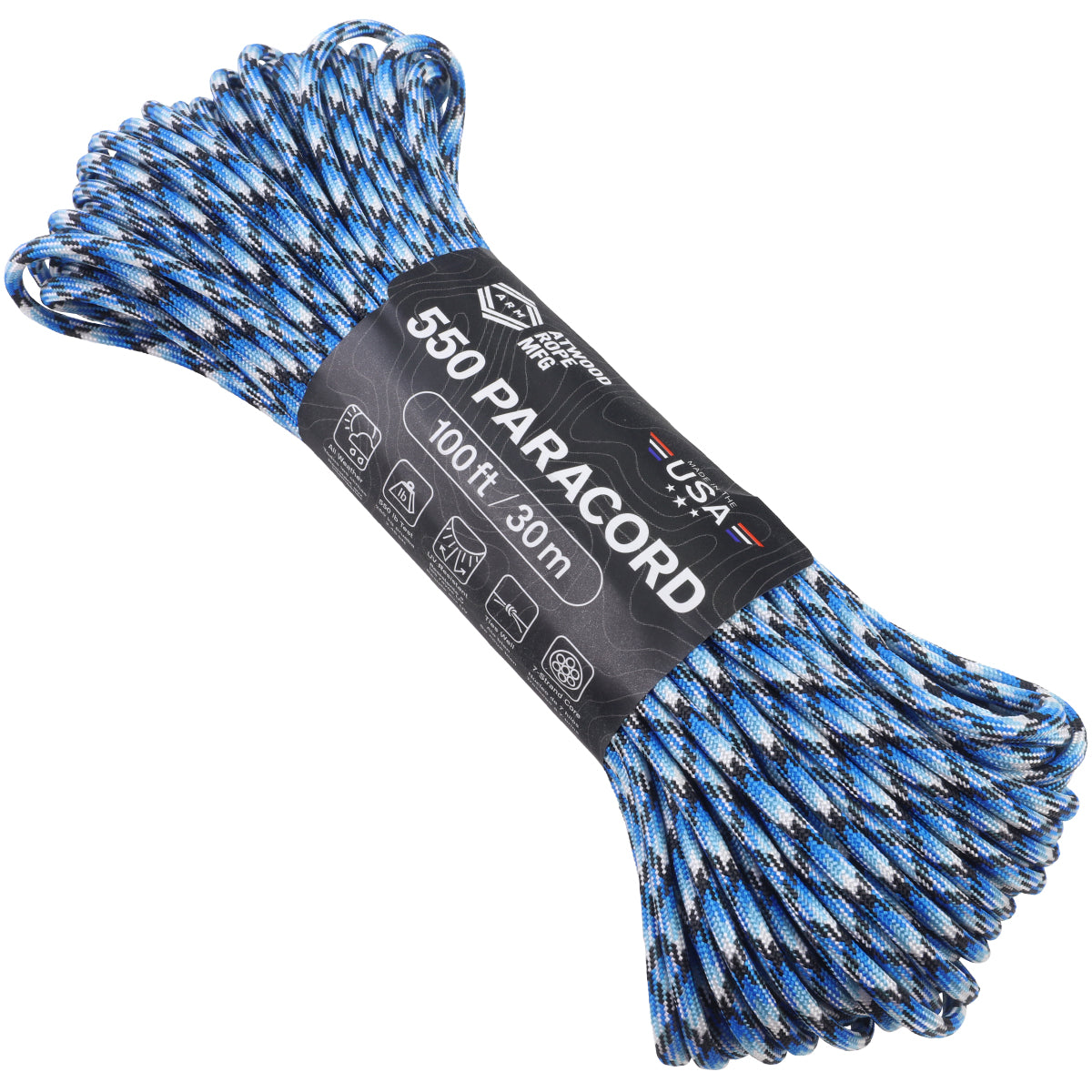 Knivesandtools 550 paracord type III, colore: blue snake, 100 ft