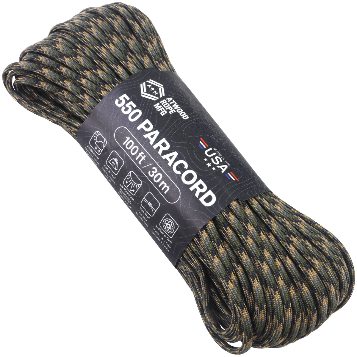 550 Paracord 100ft Parachute Cord 7 Strand Crazy Camouflage Colors