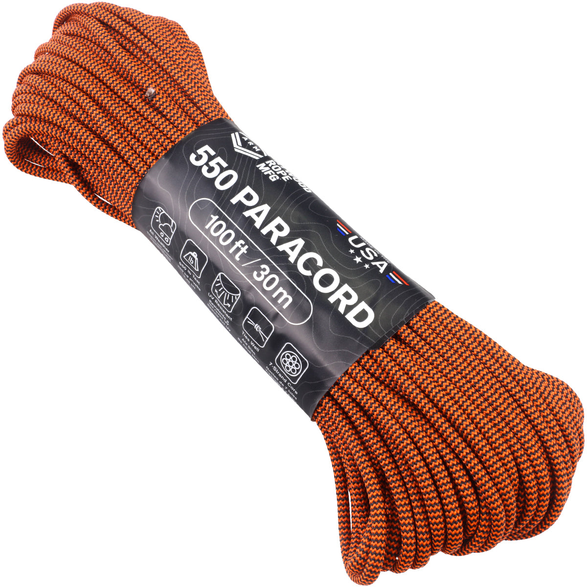 ARm Atwood Rope MFG 550 PARACORD 100ft/30m Orange 