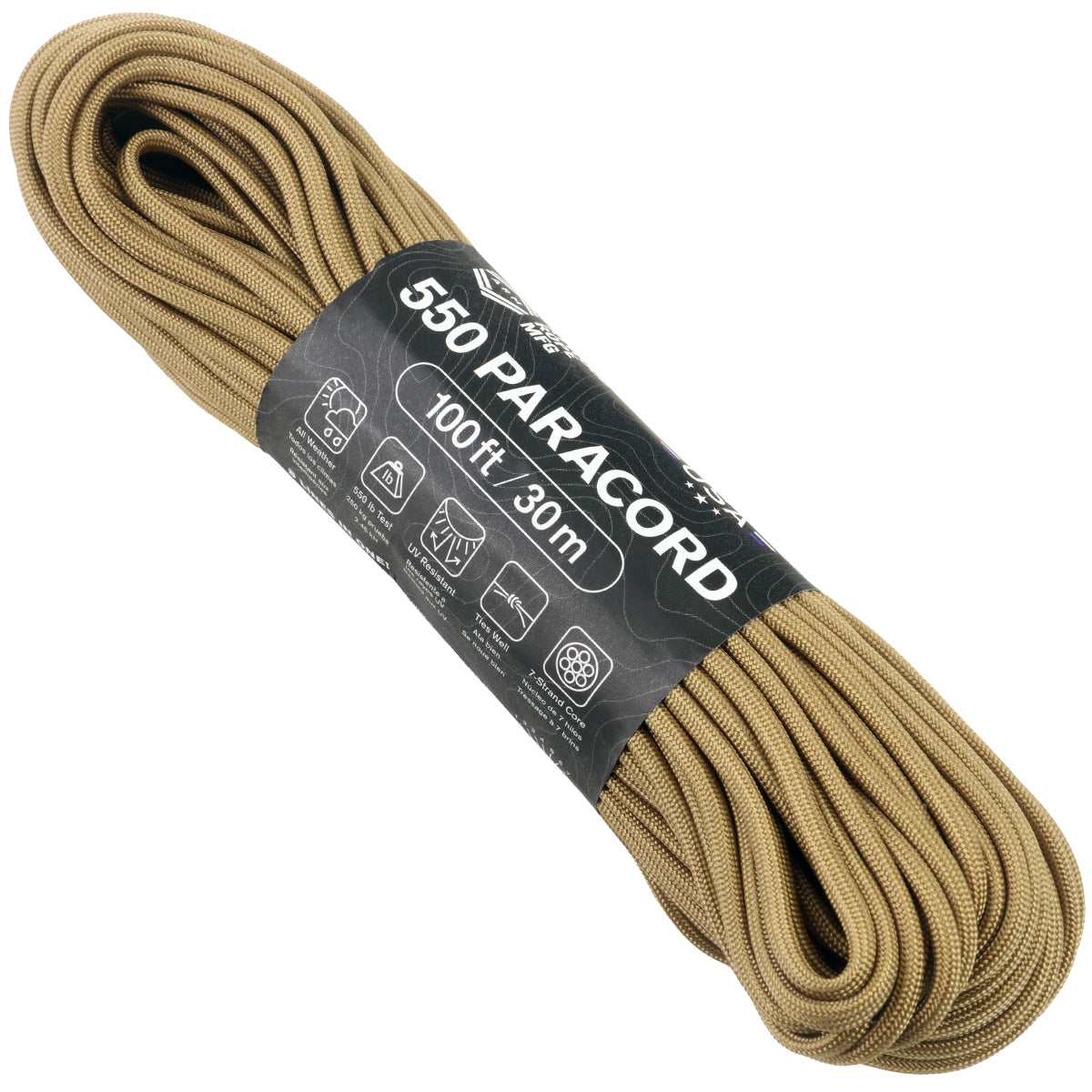  95 Cord - Coyote Brown - Type 1 Cord - 100 Feet on