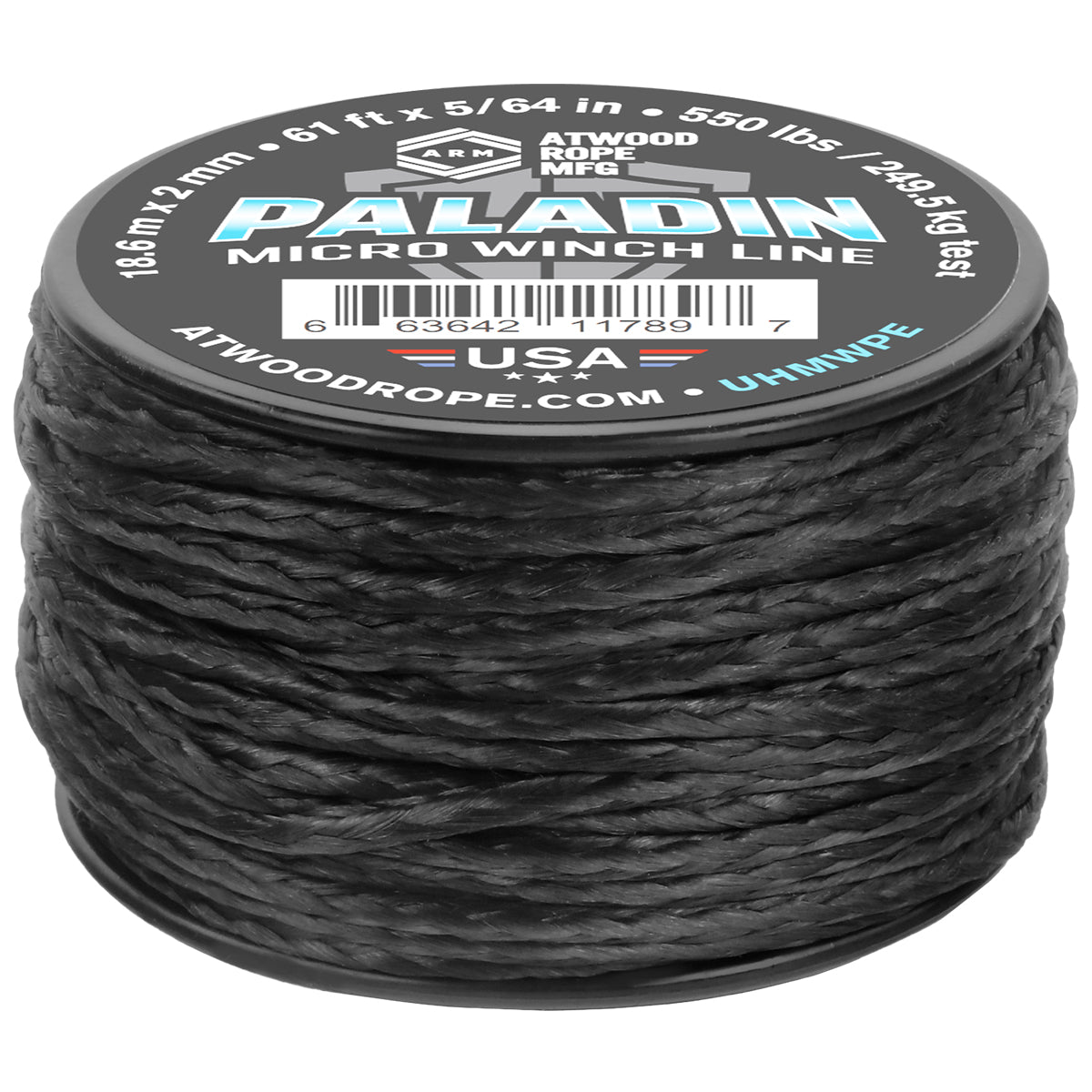 5 64 Paladin Micro Winch Line 61ft Black Web Ready