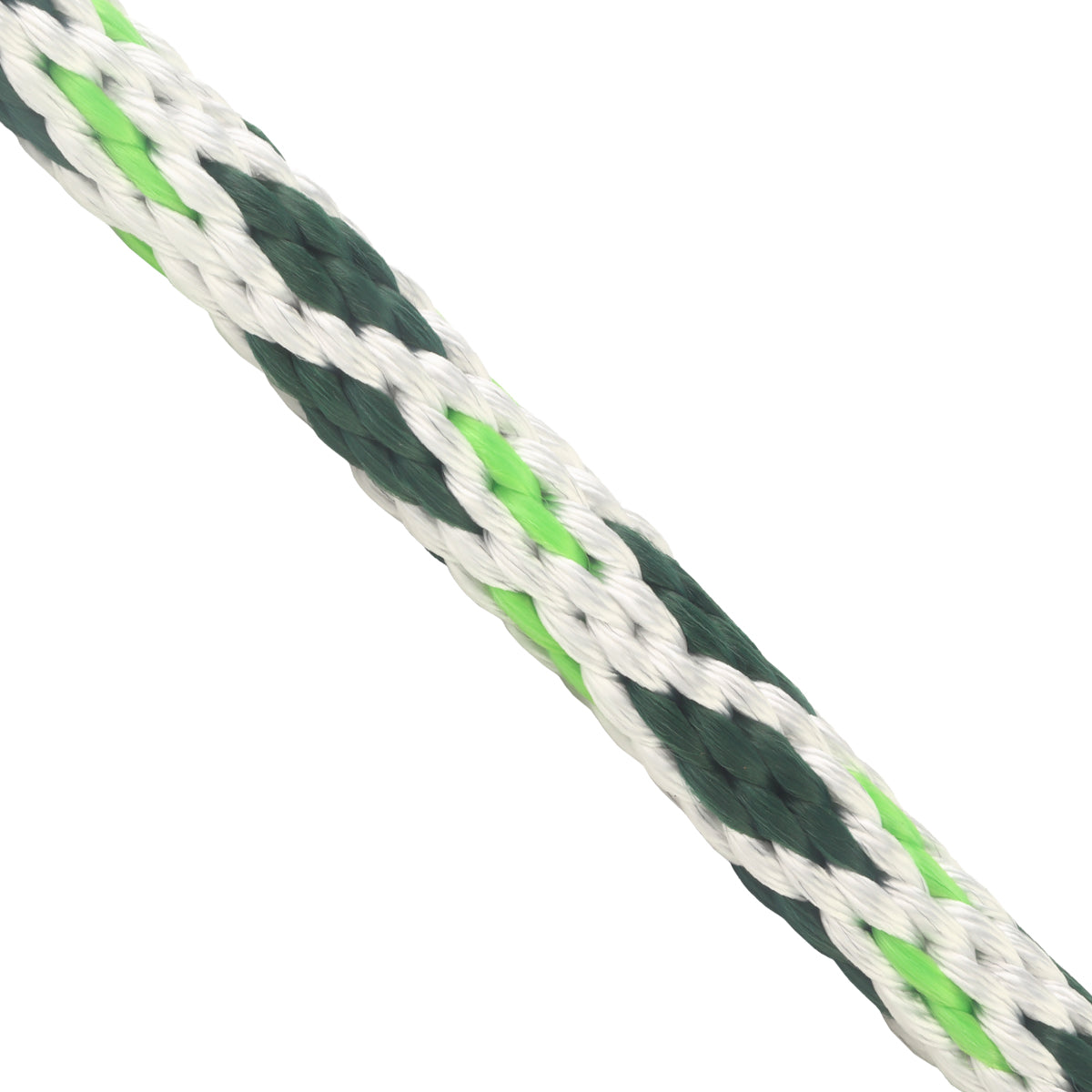 5 8 Solid Braid White with Hunter Diamonds & Neon Green Tracer Super Closeup