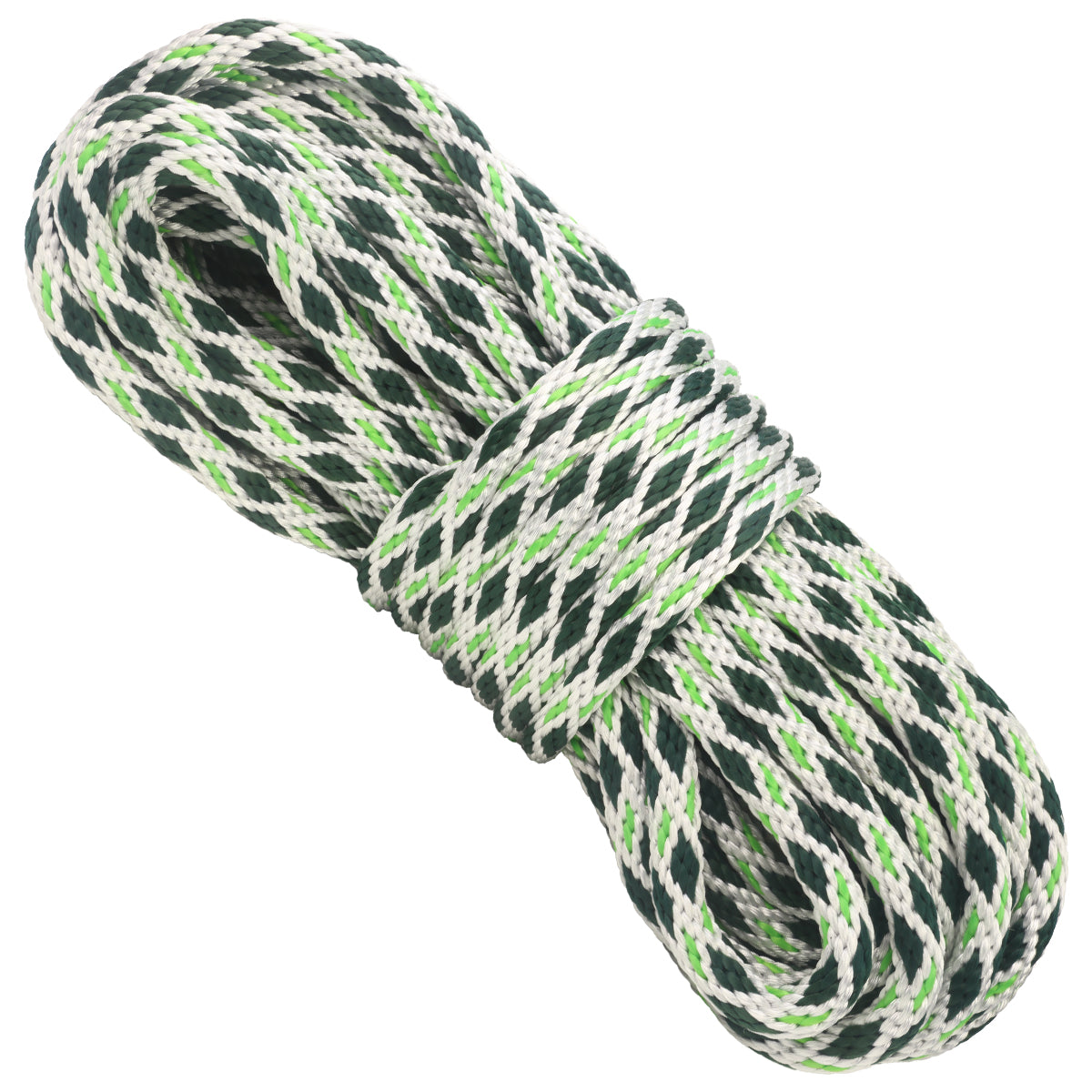 5 8 Solid Braid White with Hunter Diamonds & Neon Green Tracer