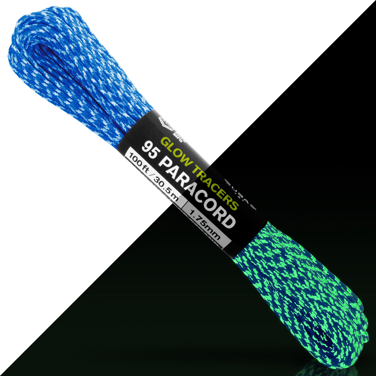 95 Paracord Blue w Glow Tracers Split Web Ready