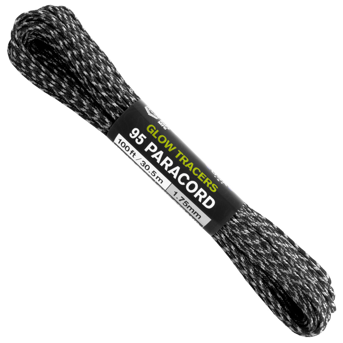 95 Paracord Black w Glow Tracers Web Ready