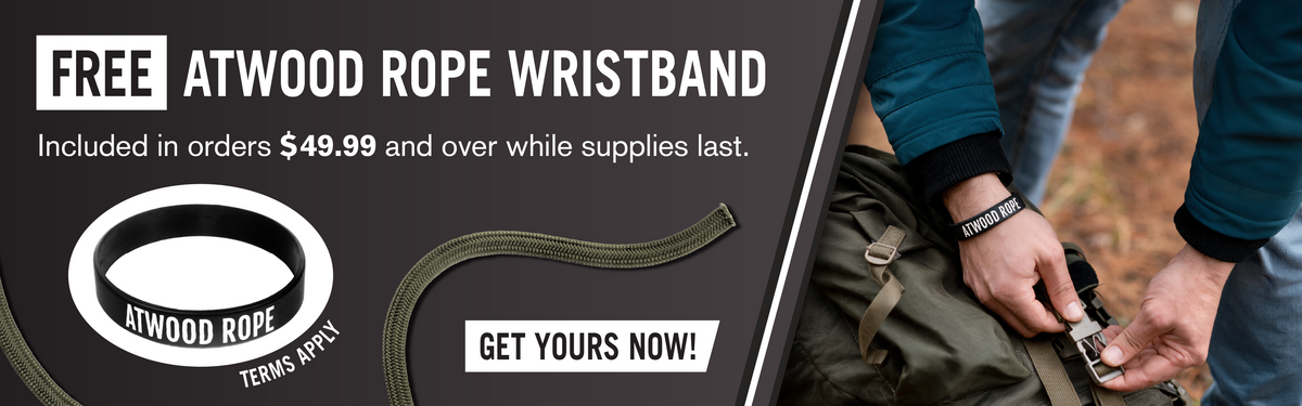 Atwood Rope Wristband Desktop giveaway included in any order over 49.99 while supplies last