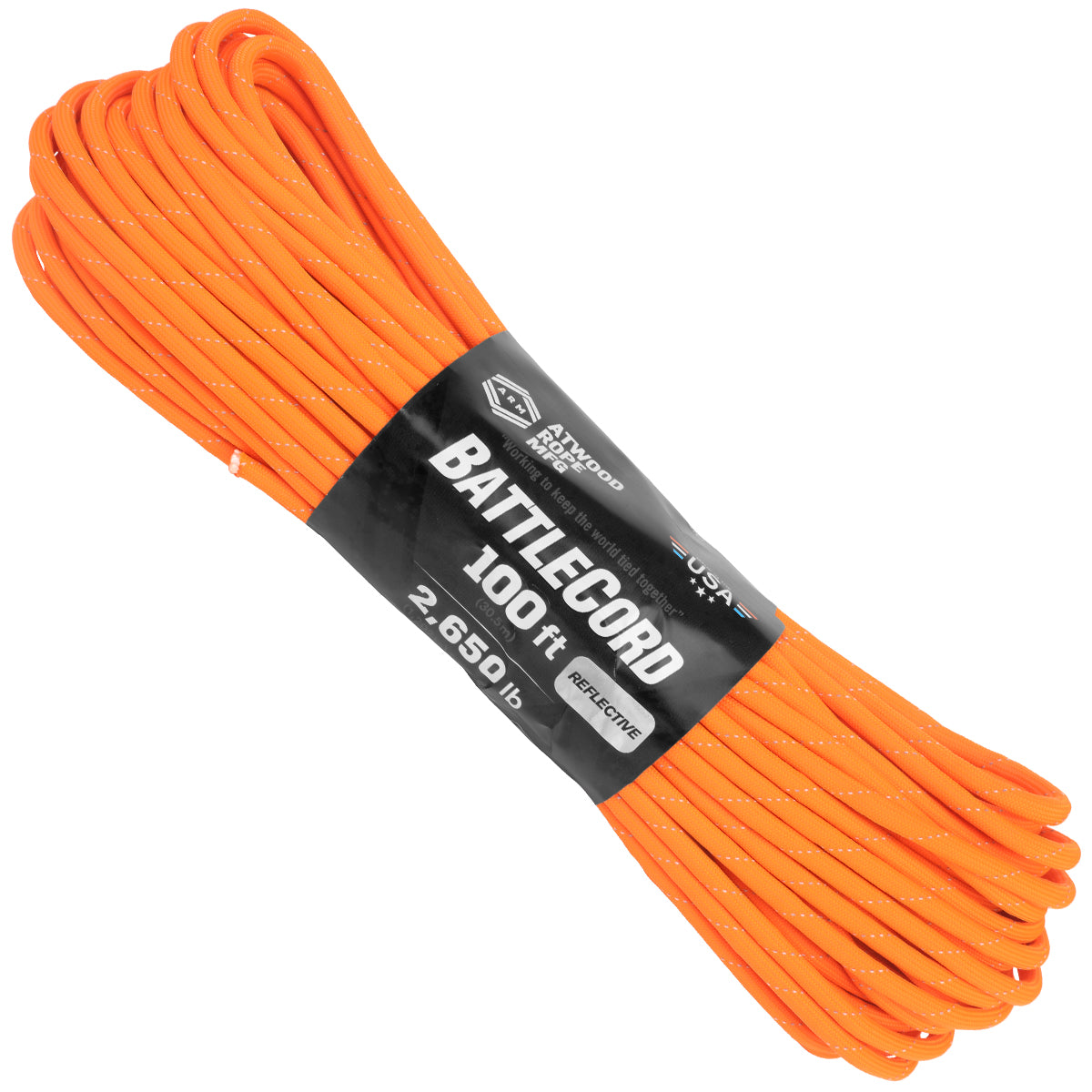 Battlecord Reflective Neon Orange 100ft Web Ready