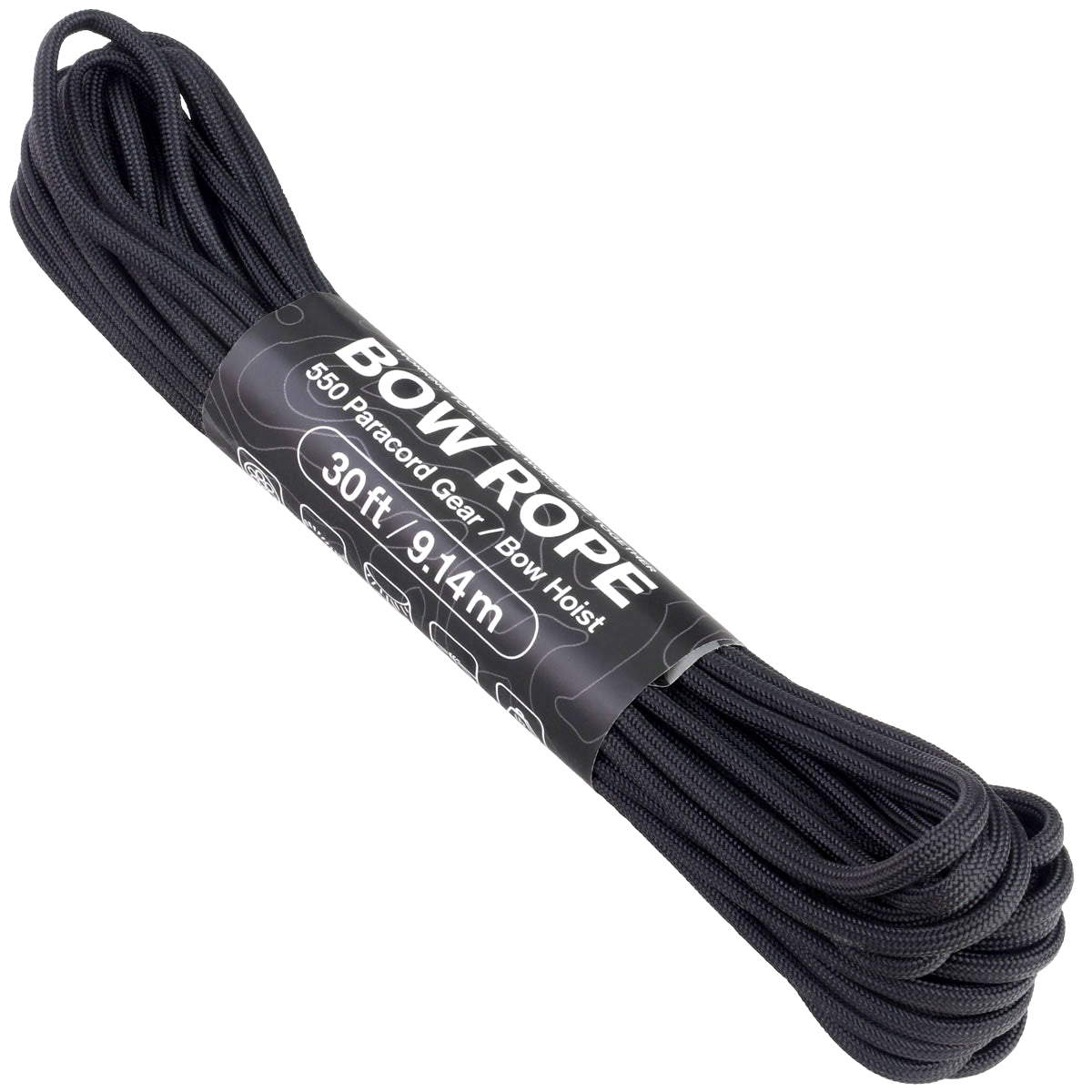 Bow Rope - 30ft 550 Paracord Black
