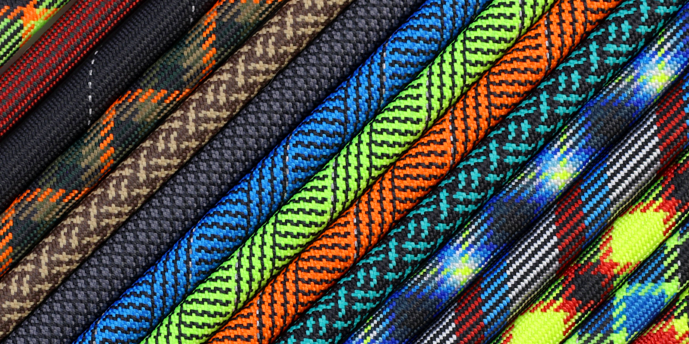 Close up of beautiful colors and patterns of Atwood Rope's Control Leashes