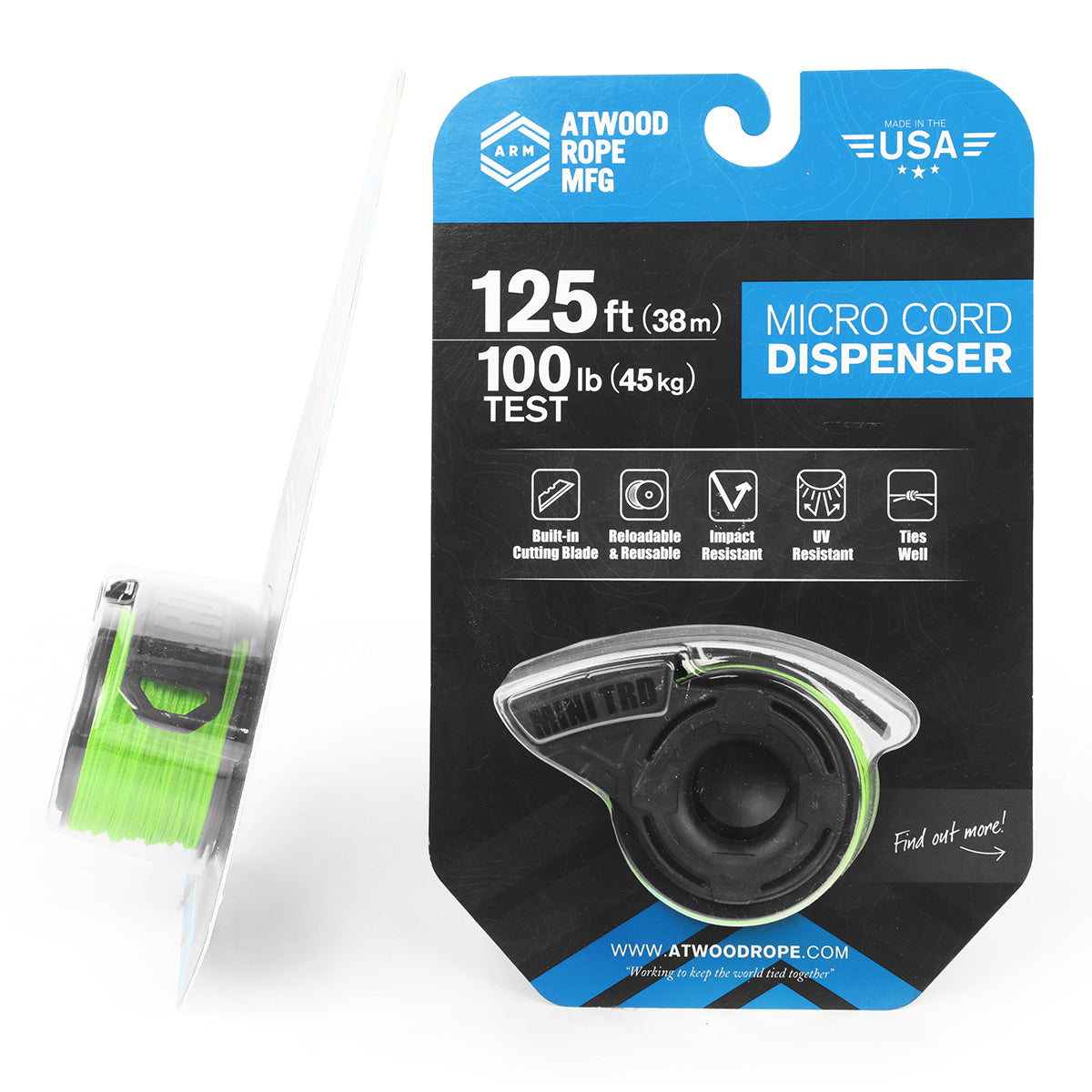 Mini TRD black with loaded Neon Green Spool Packaging