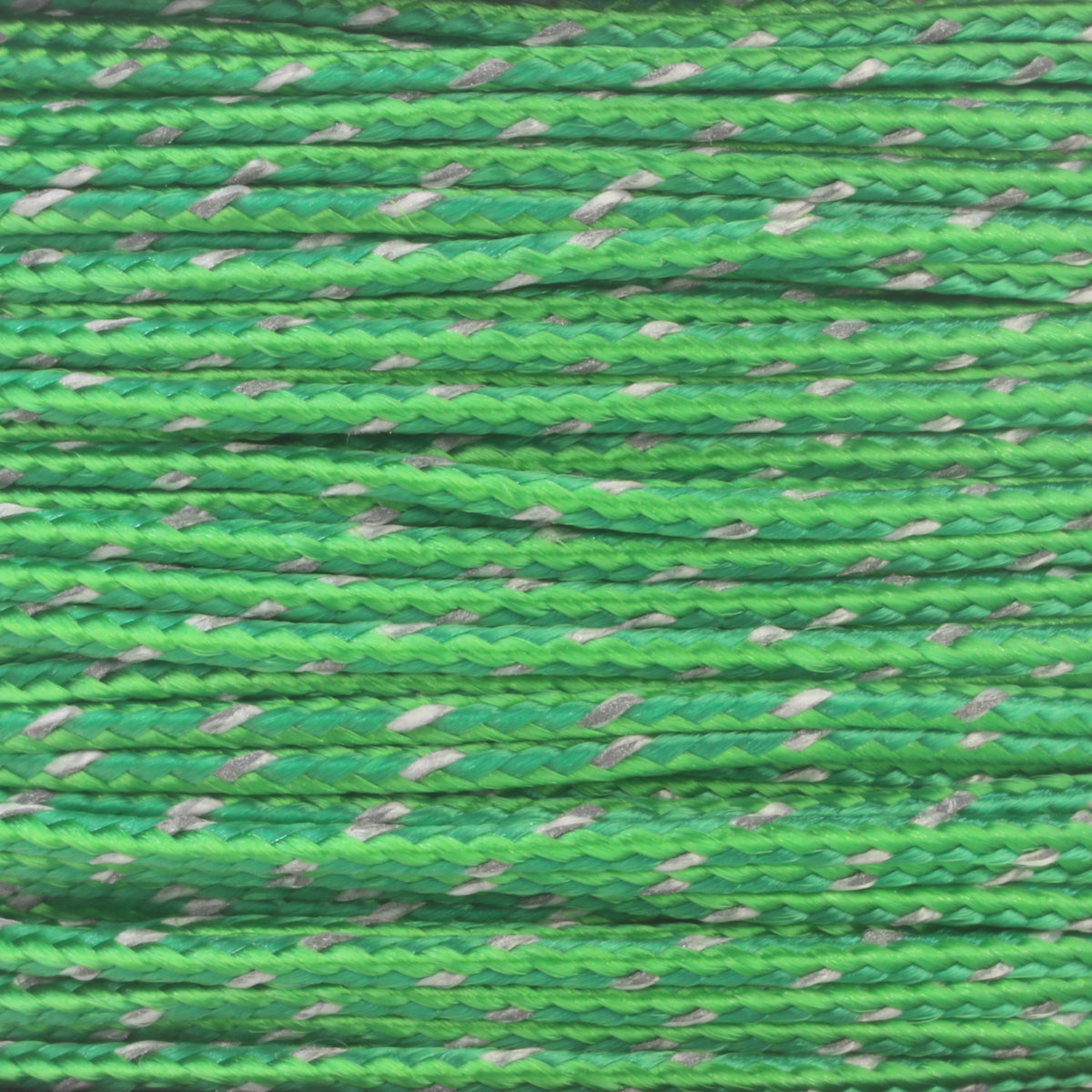 Reflective Micro Cord Green 125ft Closeup