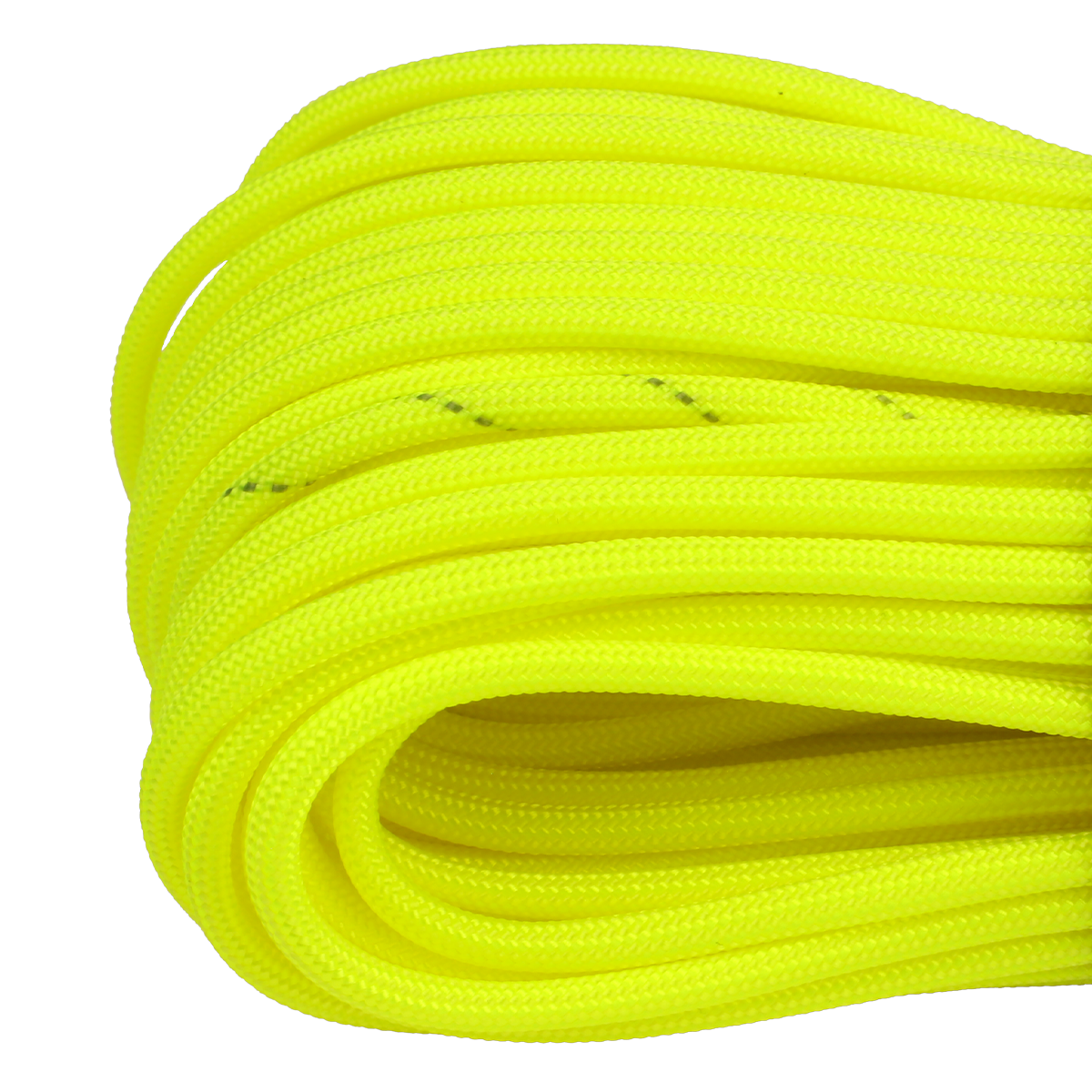Stained Neon Yellow Paracord Closeup Web Ready