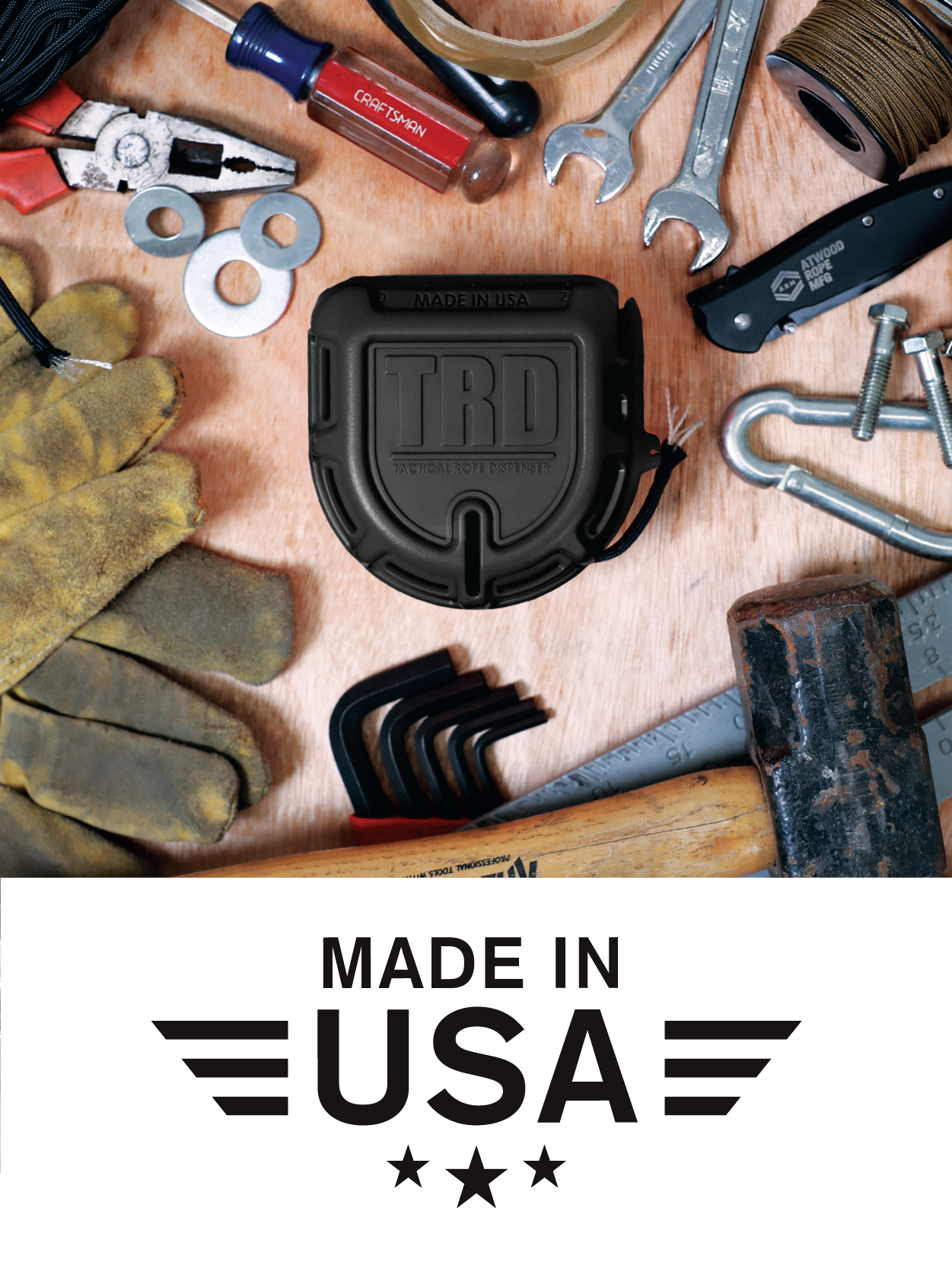 Tactical Rope Dispenser Made in USA Tool Feature