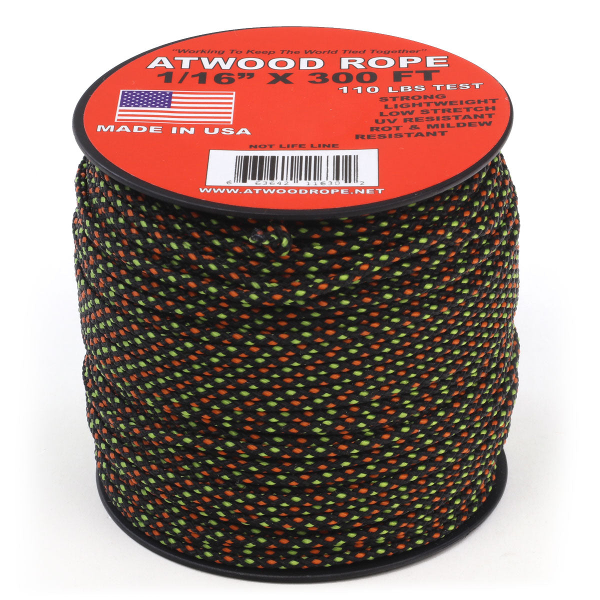 1/16 - Black w/ Neon Green & Orange Dots – Atwood Rope MFG