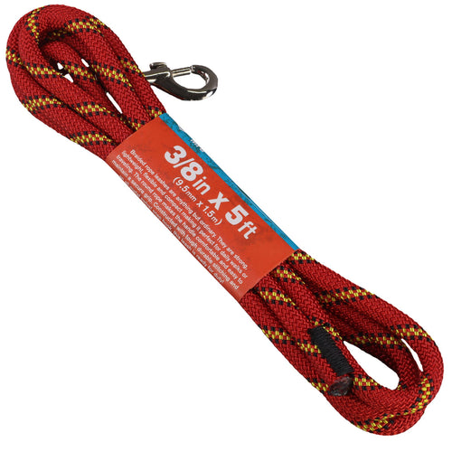 3 8 dog leash red with yellow and black tracer 5ft
