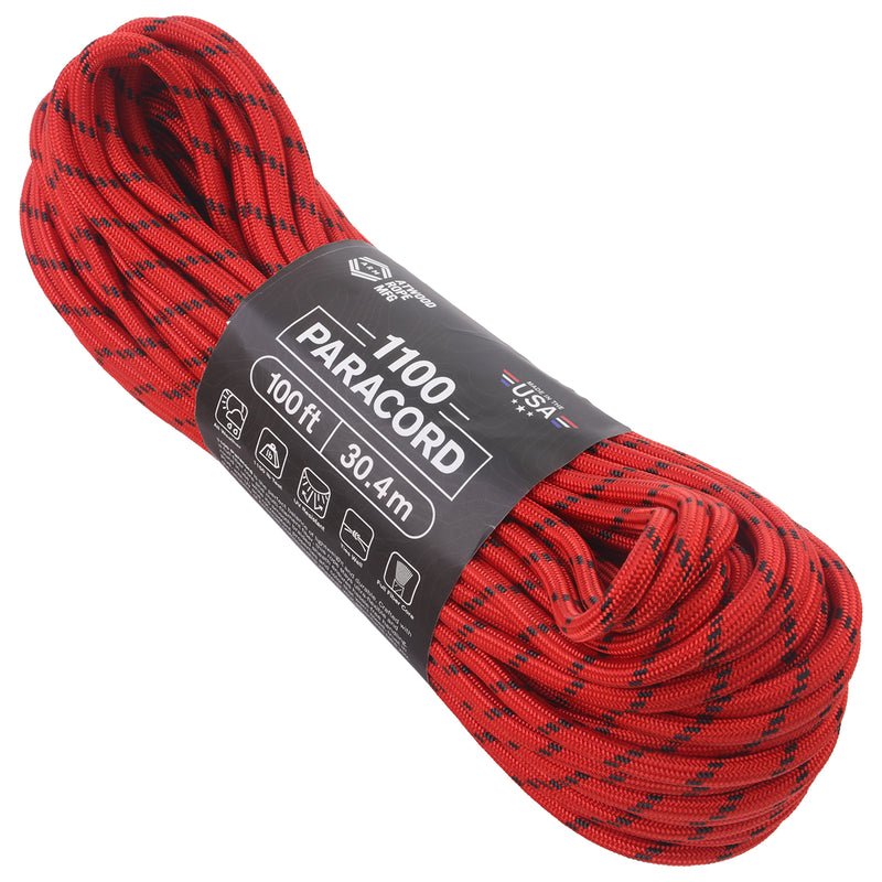 1100 Paracord Red w Black Tracer