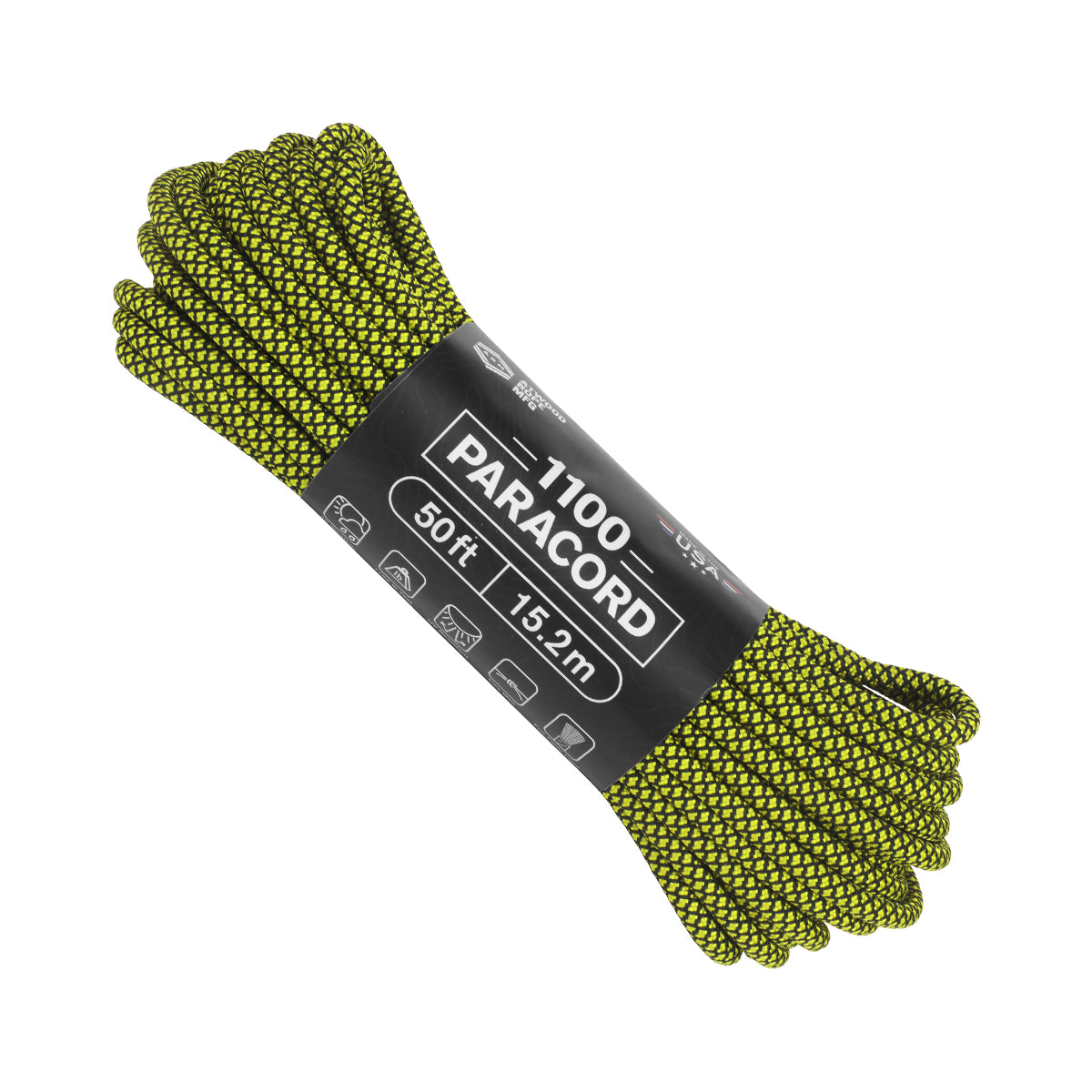 1100 Paracord Black w/ Neon Yellow Diamonds