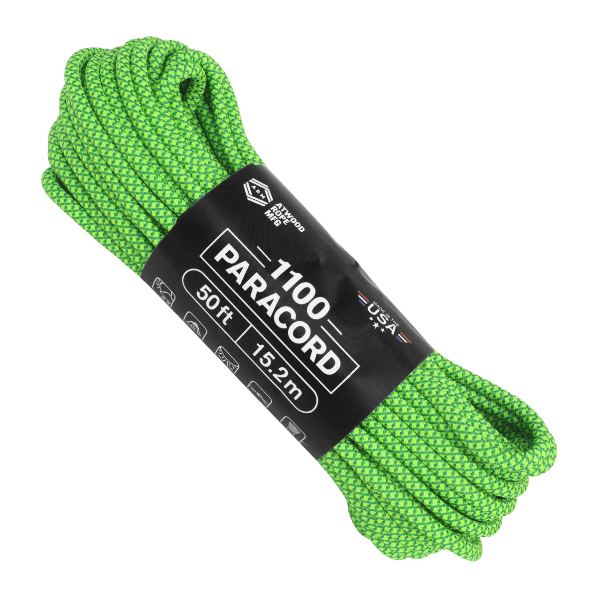 1100 Paracord Green with neon green diamonds