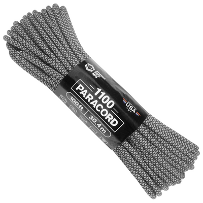 1100 Paracord Black with Grey Diamonds 100ft Web Ready