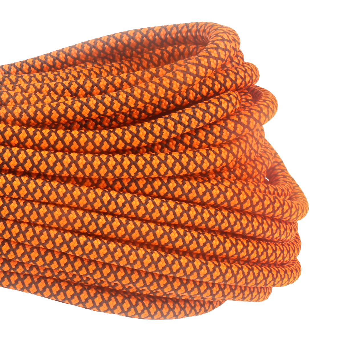 1100 Paracord Black with Neon Orange Diamonds 100ft Closeup Web Ready