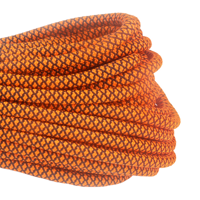1100 Paracord Black with Neon Orange Diamonds 100ft Closeup Web Ready