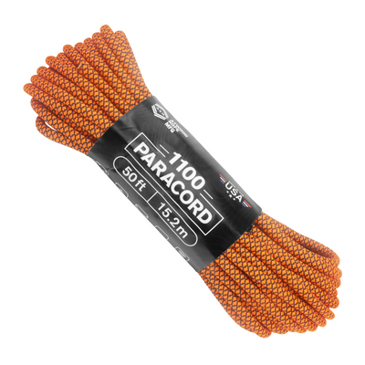 1100 Paracord Black with Neon Orange Diamonds 50ft Web Ready