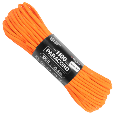 1100 Paracord Neon Orange Reflective 100ft Web Ready