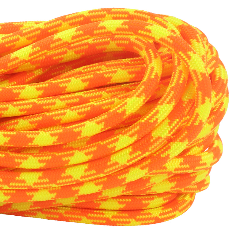 1100 Paracord Neon Orange & Neon Yellow Check Closeup