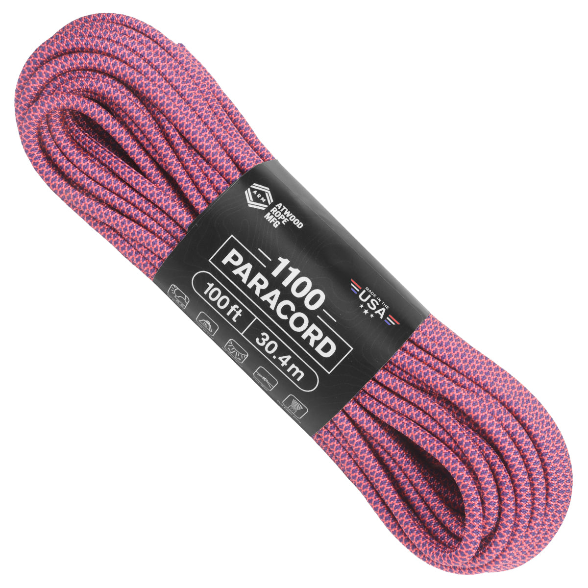 1100 paracord Pink w/ Purple & Navy diamonds 100ft