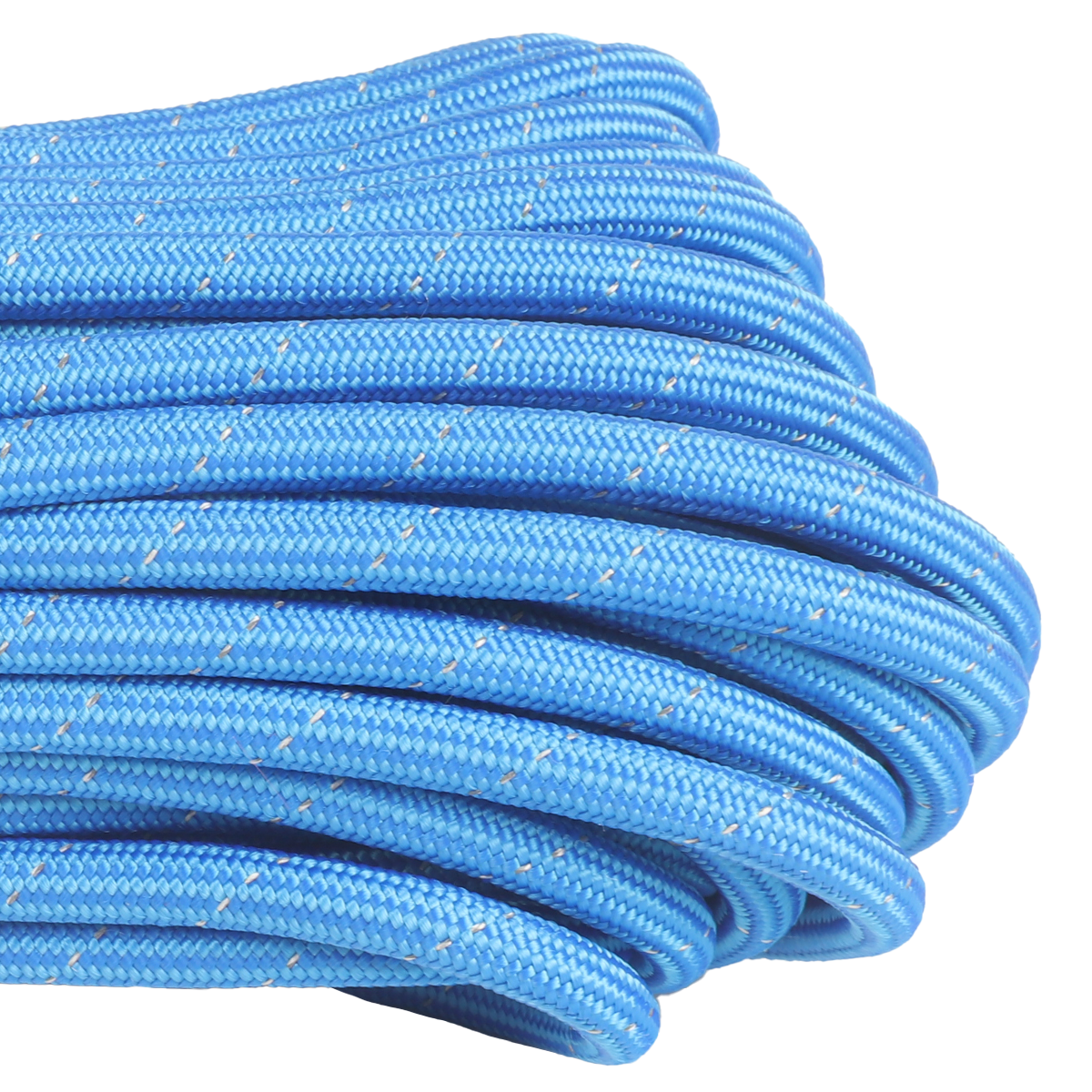 1100 Paracord Reflective Blue 100ft Closeup Web Ready