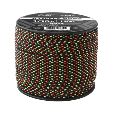 1 16 Black w Neon Green & Orange Dots 100ft