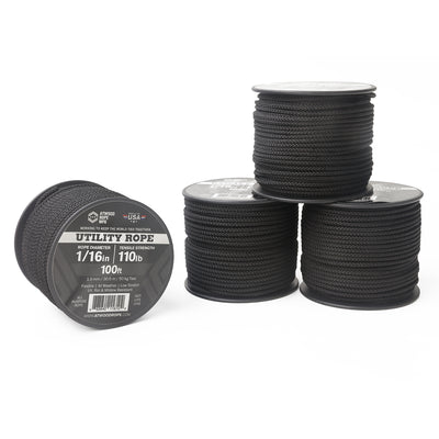 1 16 Utility Rope 100ft Black Closeup
